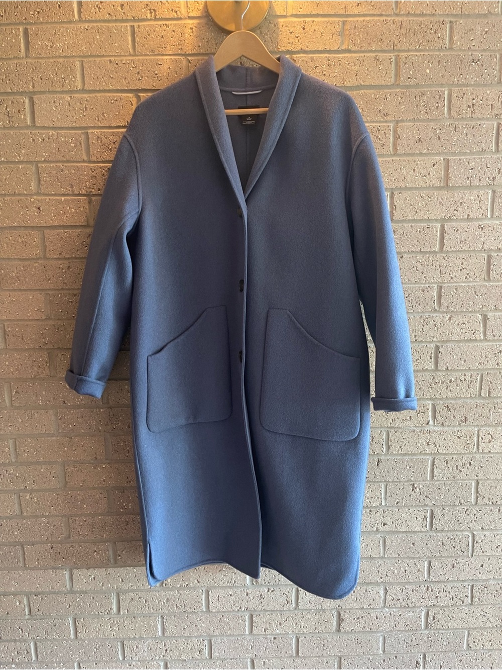 summersalt Slate Blue Eco Wool Cocoon Coat